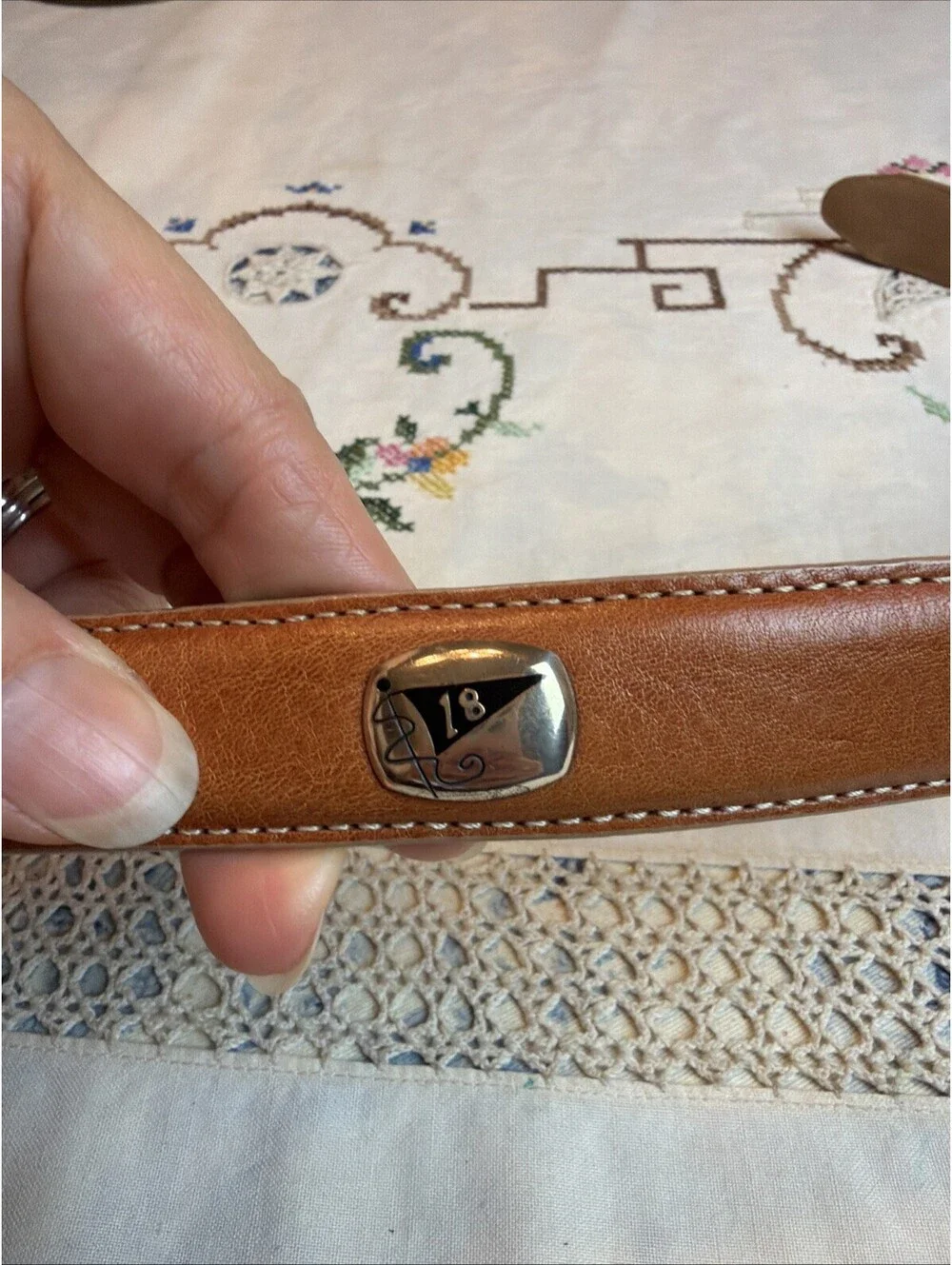Brighton Tan Leather “I Love Golf” Belt Medium USA Made